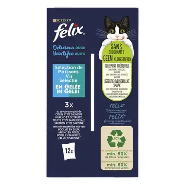 PURINA® FELIX® DELICIEUX DUOS Sélection de Poissons en Gelée Sachet fraîcheur pour chat