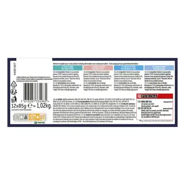 Mode d'emploi, Composition, Constituants analytiques, Additifs de PURINA® FELIX® TENDRES EFFILES Sélection de Poissons en Gelée Aliment complet pour chat
