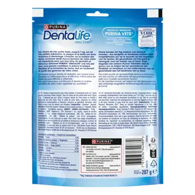 Dos d'emballage Dentalife® Bâtonnets à mâcher pour chien de très petite taille entre 2 et 7kg