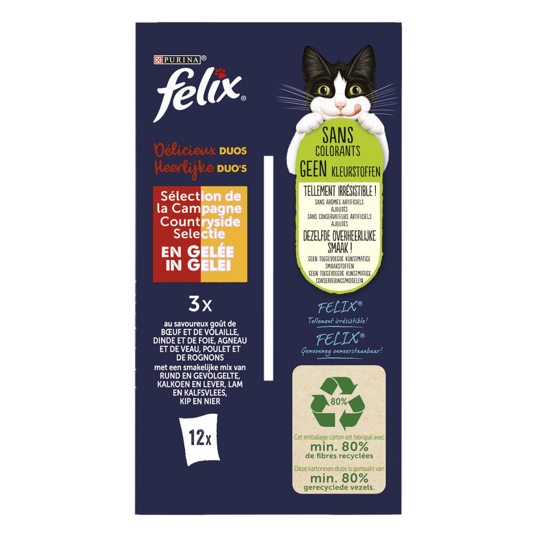 Mégapack Purina Felix Sélection aux viandes en gelée pour chat 44 x85g