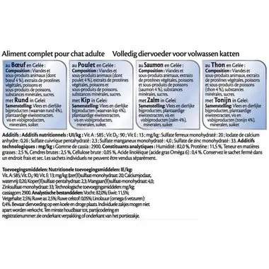 Composition, Constituants analytiques, Additifs de  PURINA® FELIX® TENDRES EFFILES en Gelée Sélection aux Viandes et aux Poissons