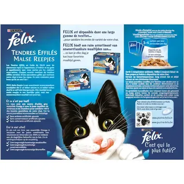 Dos d'Emballage PURINA® FELIX® TENDRES EFFILES en Gelée Sélection aux Viandes et aux Poissons