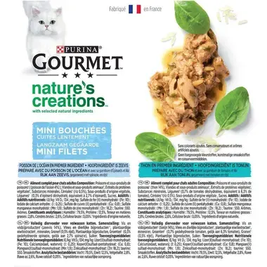 Dos d' Emballage GOURMET® NATURE'S CREATIONS MINI BOUCHÉES AUX POISSONS 