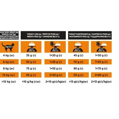 Aanbevolen dagelijkse porties voor PRO PLAN® VETERINARY DIETS Feline OM St/Ox Obesity Management