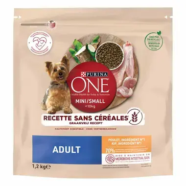 PURINA ONE® Mini/Small <10kg Adult Sans Céréales - Croquettes riches en poulet et riz