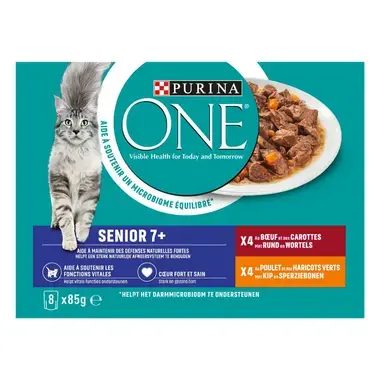 PURINA ONE® SENIOR 7+ Sachets fraîcheur pour chaton - Riche en Bœuf et Poulet