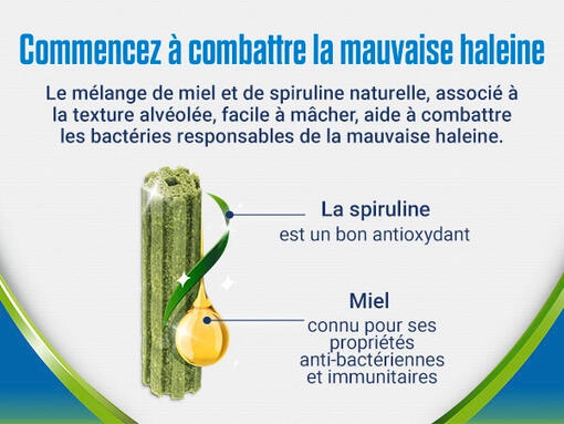 Friandise DentaLife™ Activfresh avec de la Spiruline and une goutte de Miel